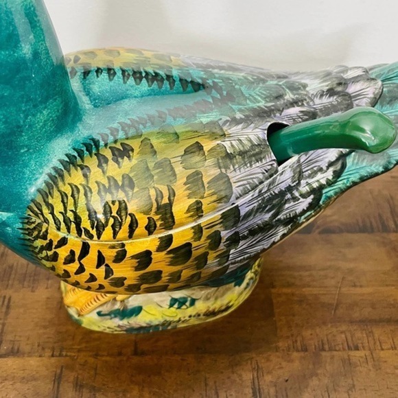 Vintage Hand‎ Painted Duck Shaped  Soup Tureen Ladle Italy - Picture 5 of 13